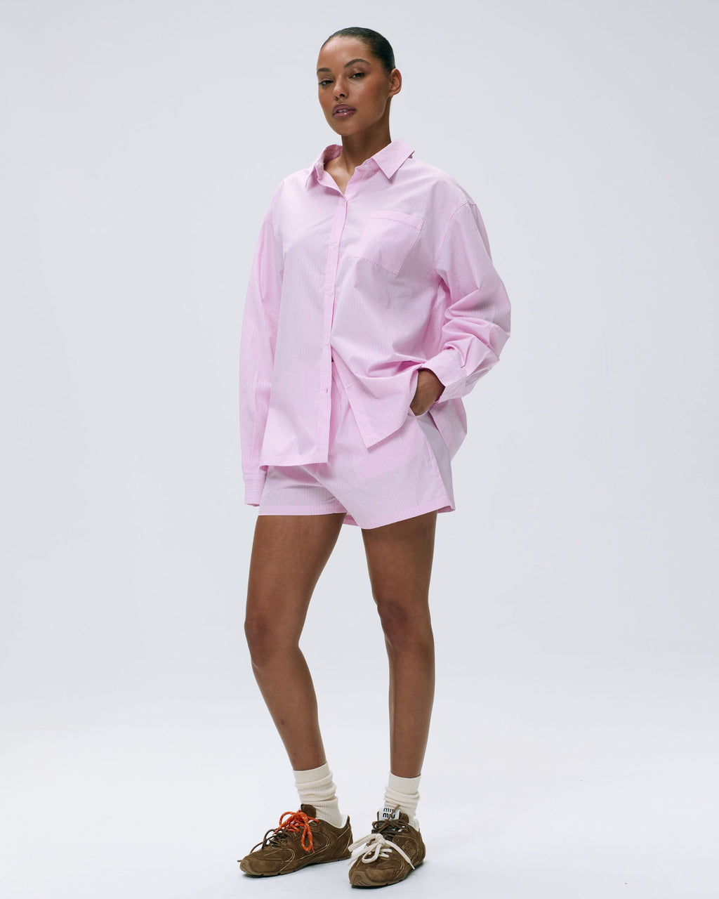 Cotton Stripe Boxer Shorts - Pink