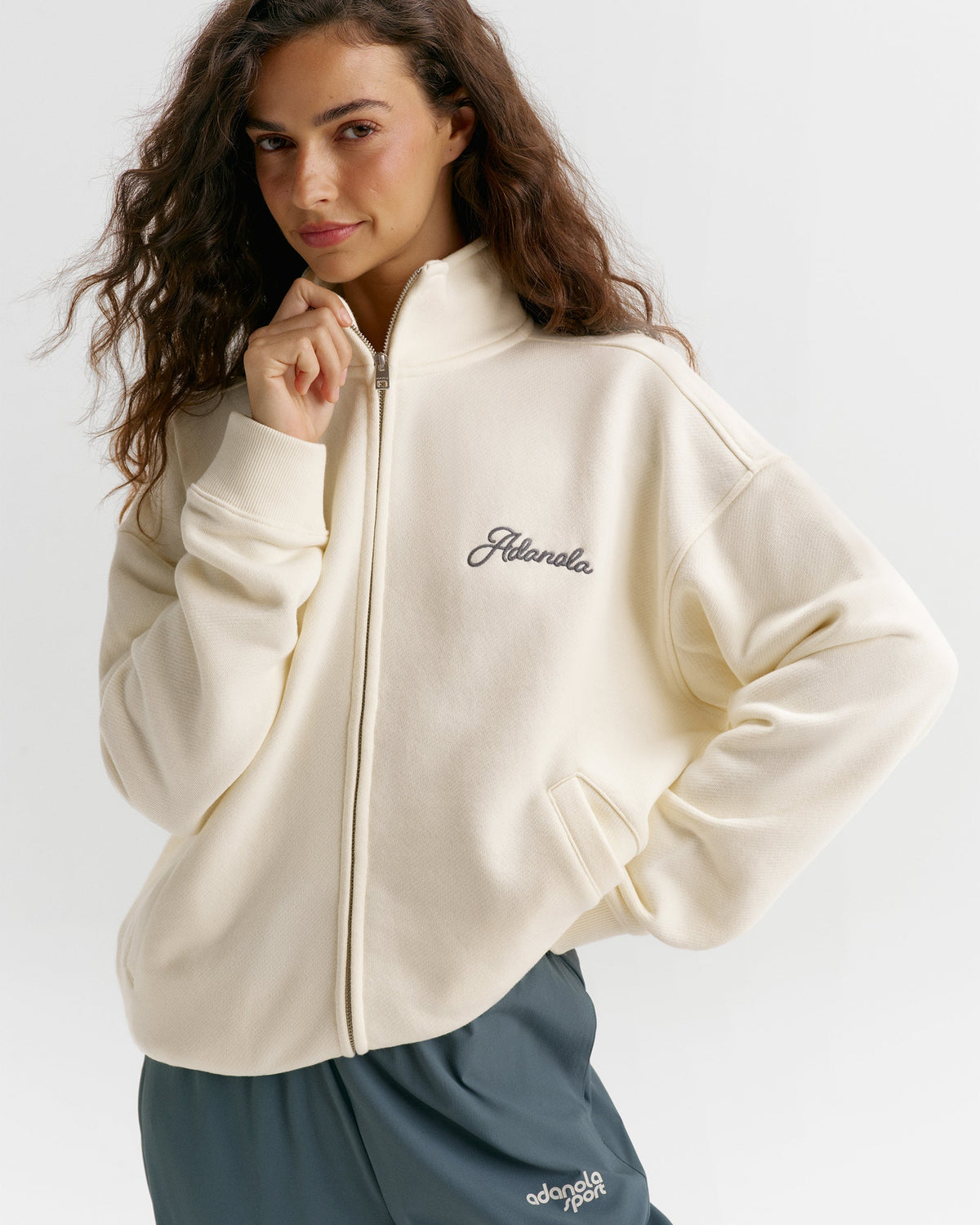 Classic Relaxed Zip Through Sweatshirt - Marshmallow White