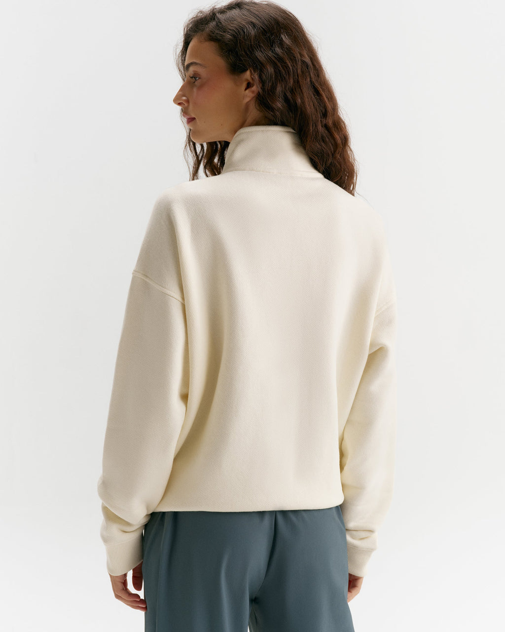 Classic Relaxed Zip Through Sweatshirt - Marshmallow White