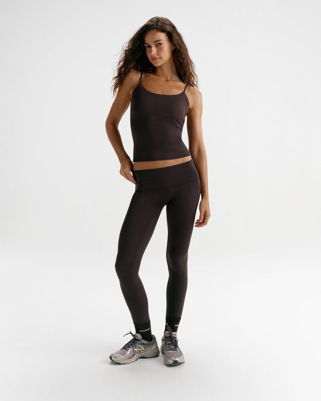 Fold Over Yoga Leggings - Coffee Bean