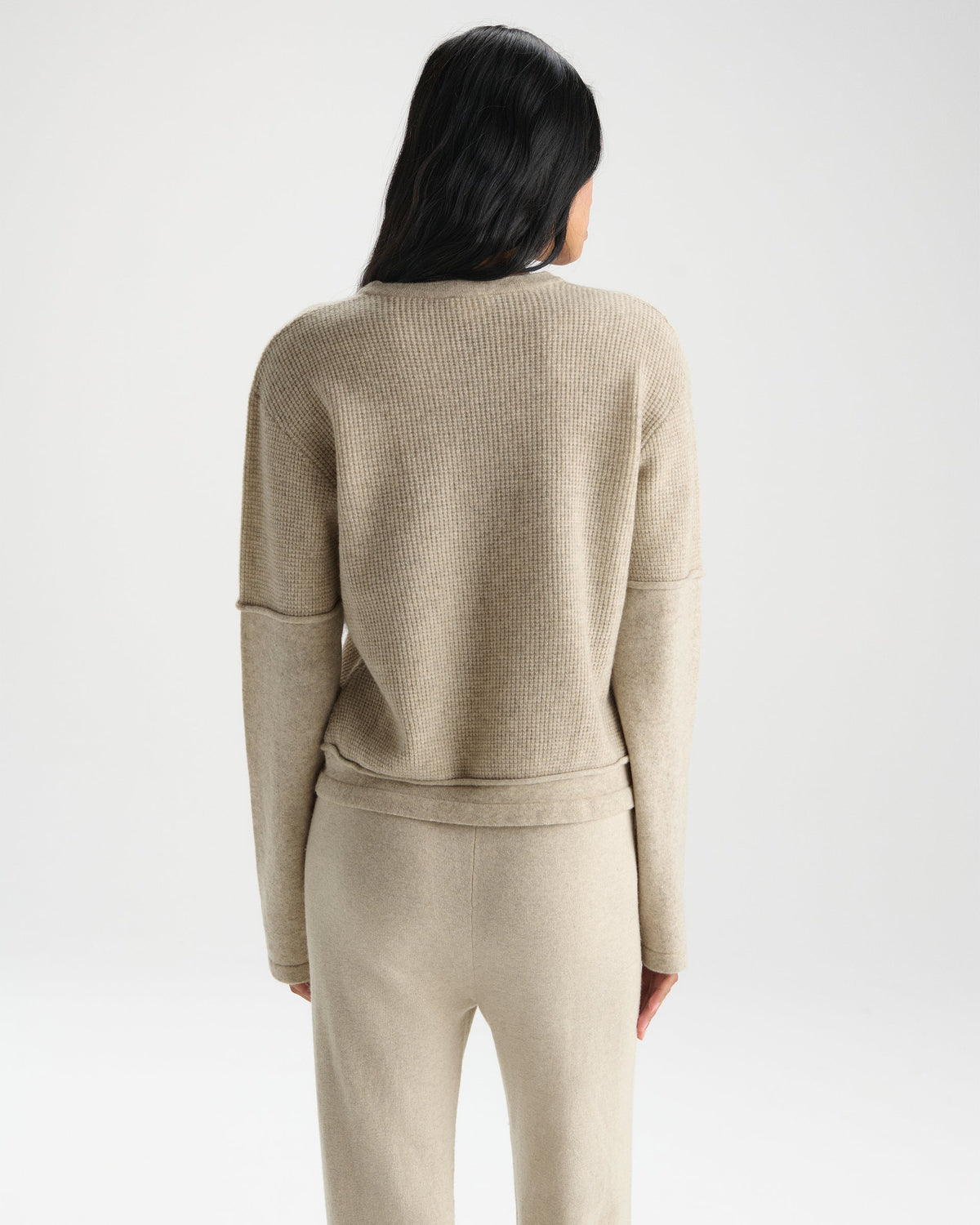 Double Layered Cashmere Blend Top - Oatmeal Marl