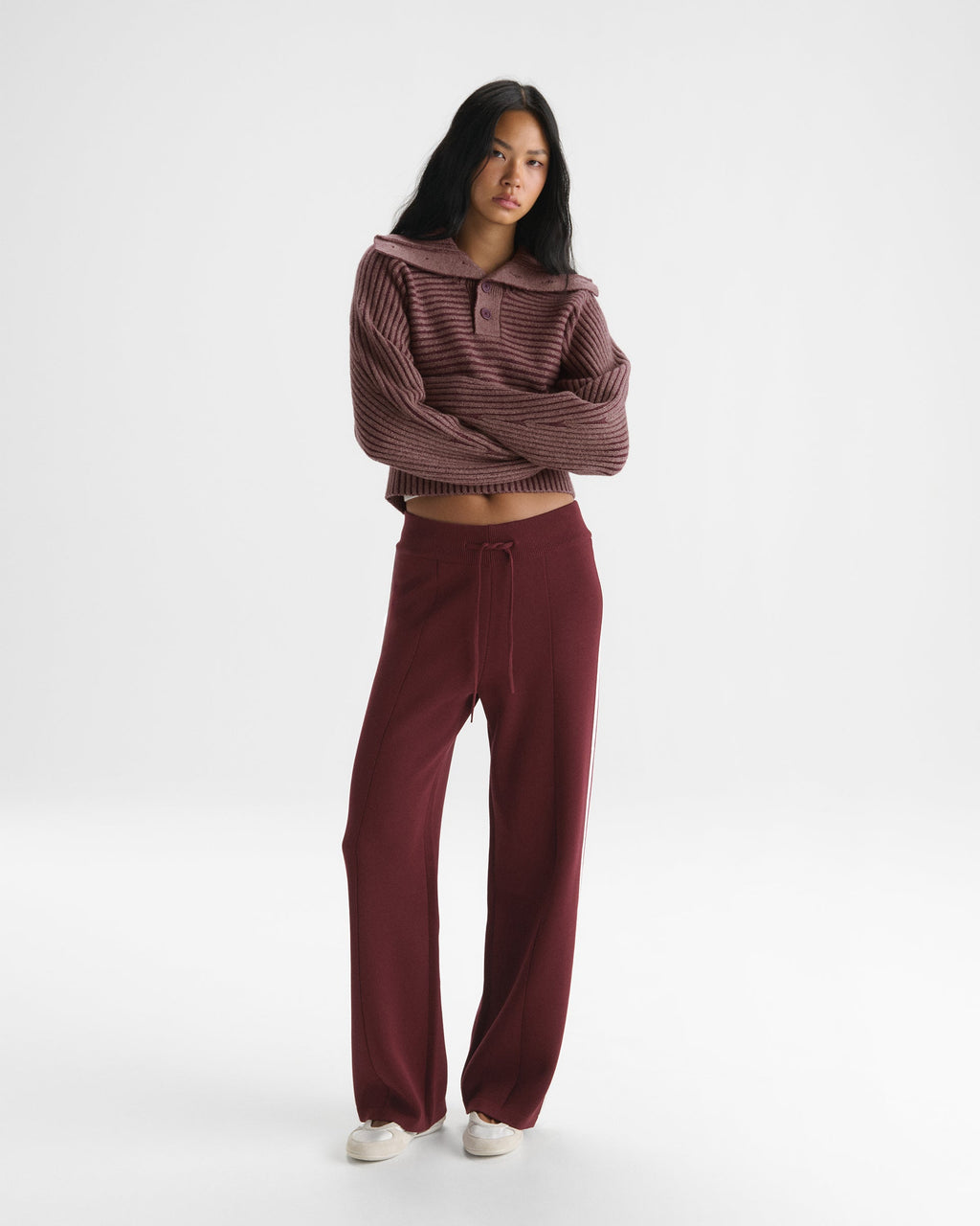 Knit Straight Leg Pants - Damson