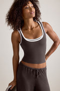 365 Rib Contrast Tank - Espresso