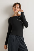365 Core Cotton Boat Neck Top - Shadow Black
