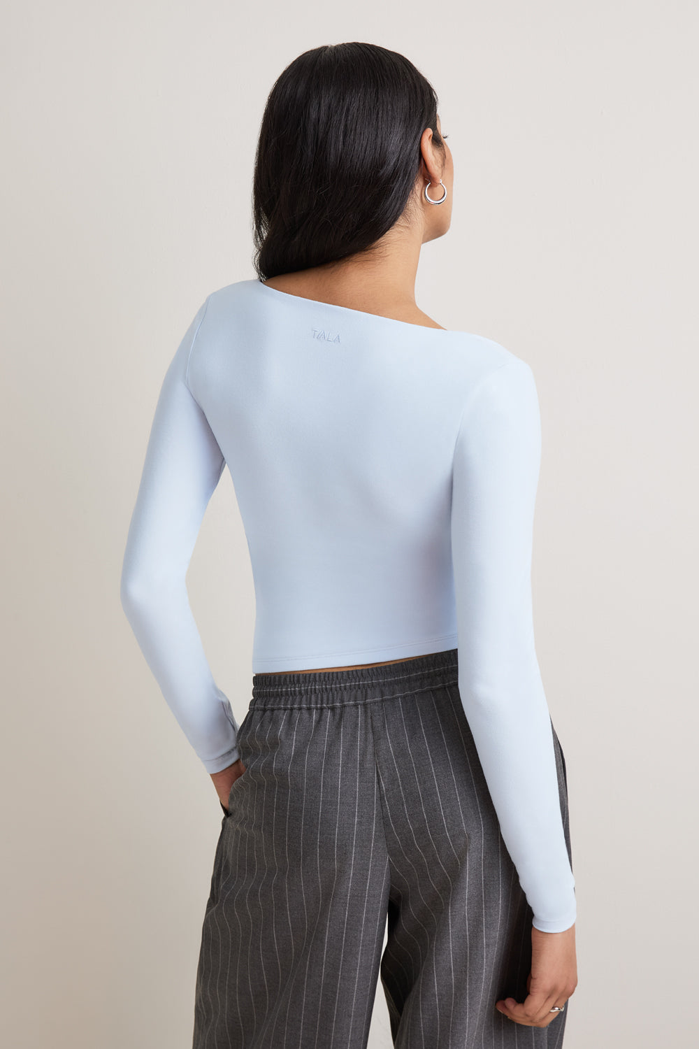 365 Square Neck Long Sleeve Top - Baby Blue