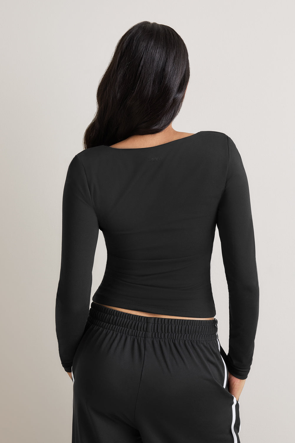 365 Square Neck Long Sleeve Top - Shadow Black