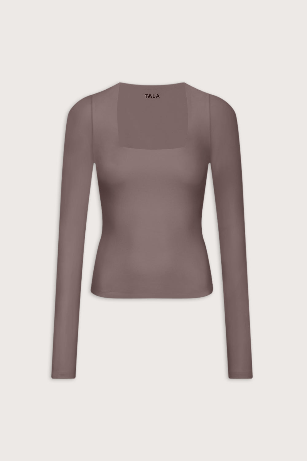 365 Square Neck Long Sleeve Top - Mocha Brown