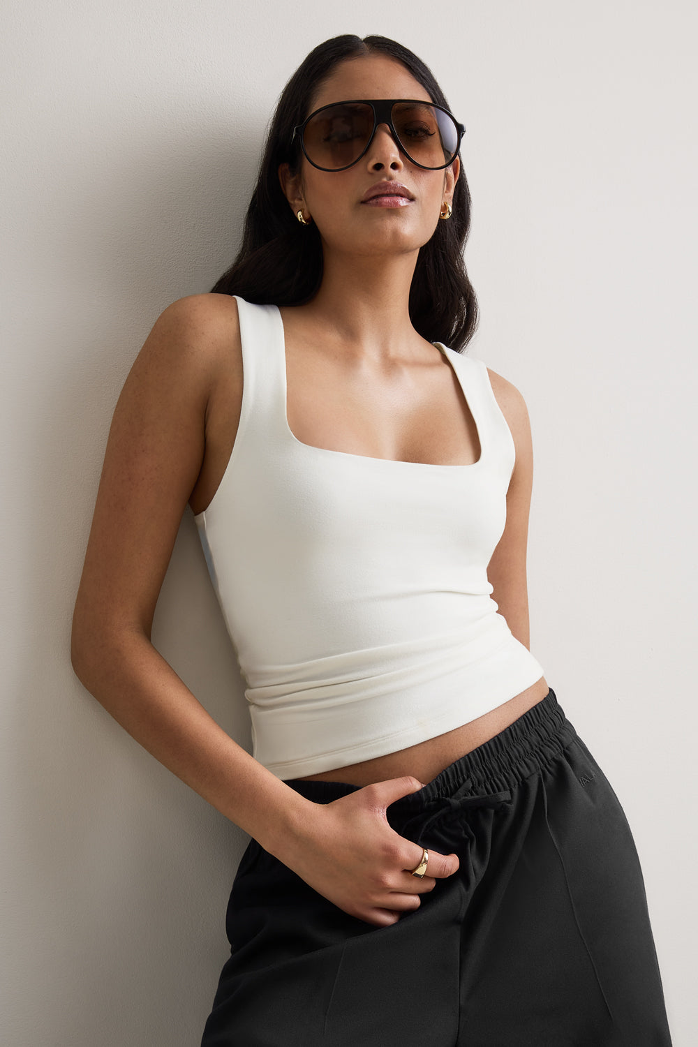 365 Square Neck Vest - Coconut Milk