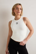 365 Rib Longline Logo Racer Vest - Coconut Milk