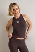 365 Rib Longline Logo Racer Vest - Espresso