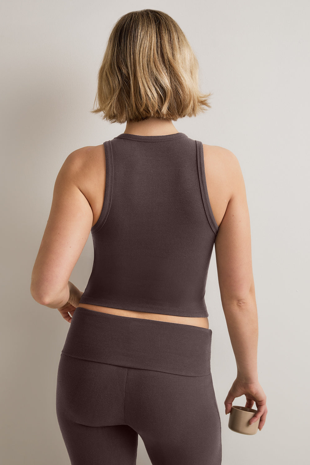 365 Rib Longline Logo Racer Vest - Espresso