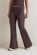 365 Rib Fold Waist Flared Trousers - Espresso