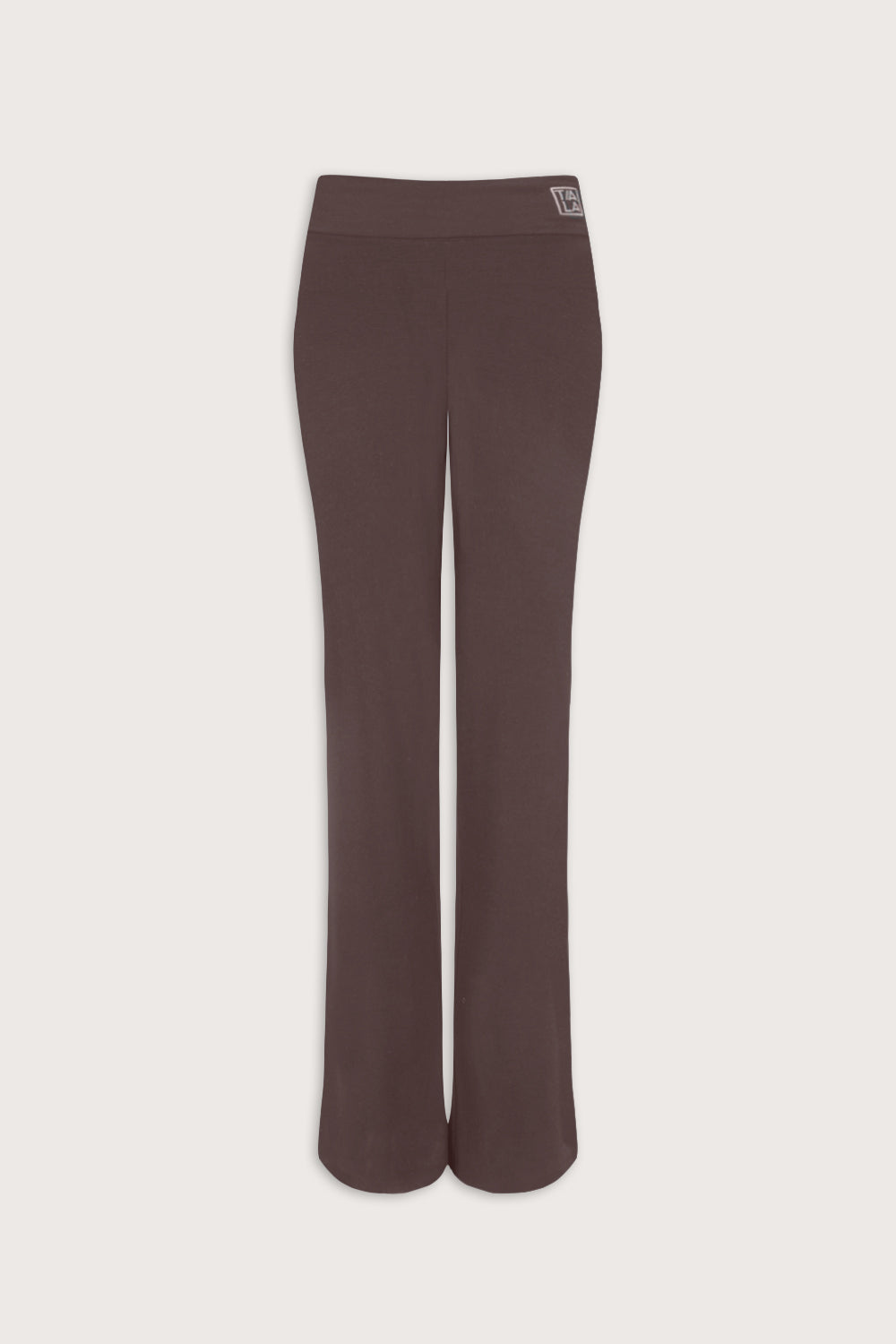 365  Rib Fold Waist Logo Flared Trousers - Espresso