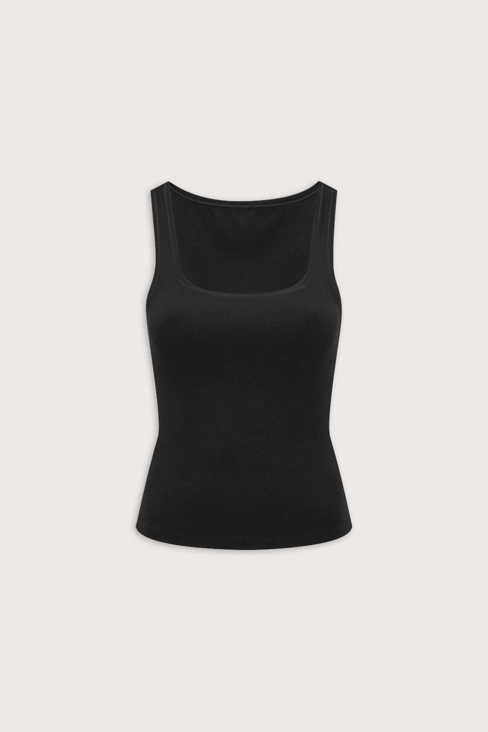 365 Rib Square Neck Vest - Shadow Black