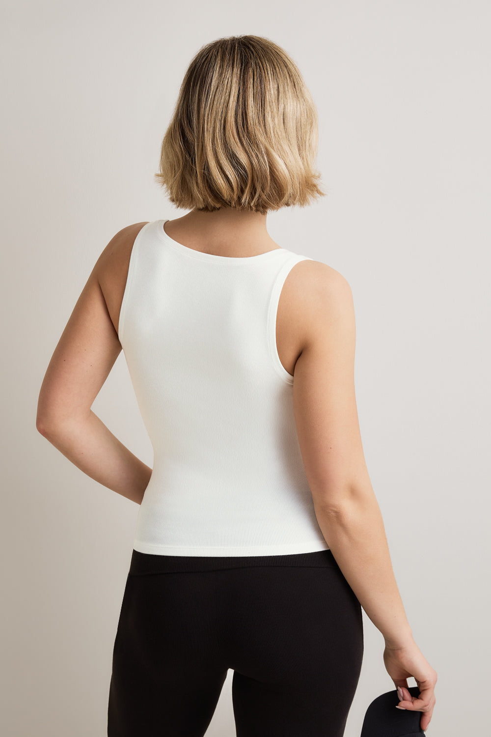 365 Rib Square Neck Vest - Coconut Milk