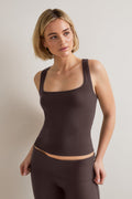 365 Rib Square Neck Vest - Espresso