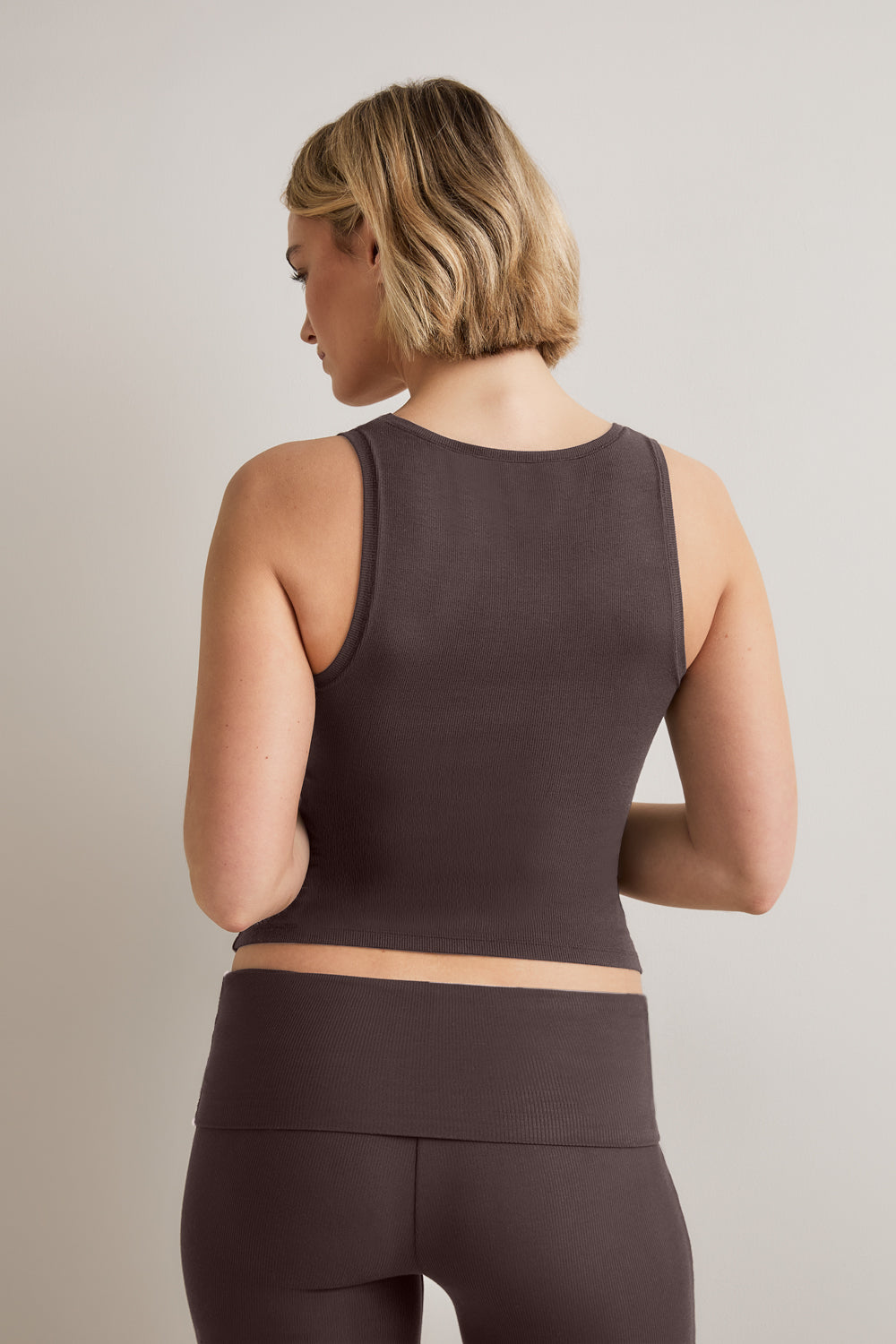 365 Rib Square Neck Vest - Espresso