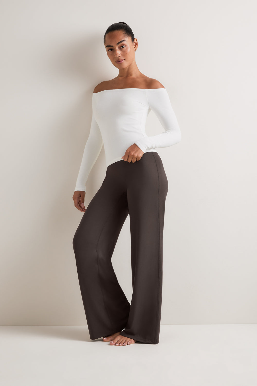 365 Rib Off Shoulder Top - Coconut Milk