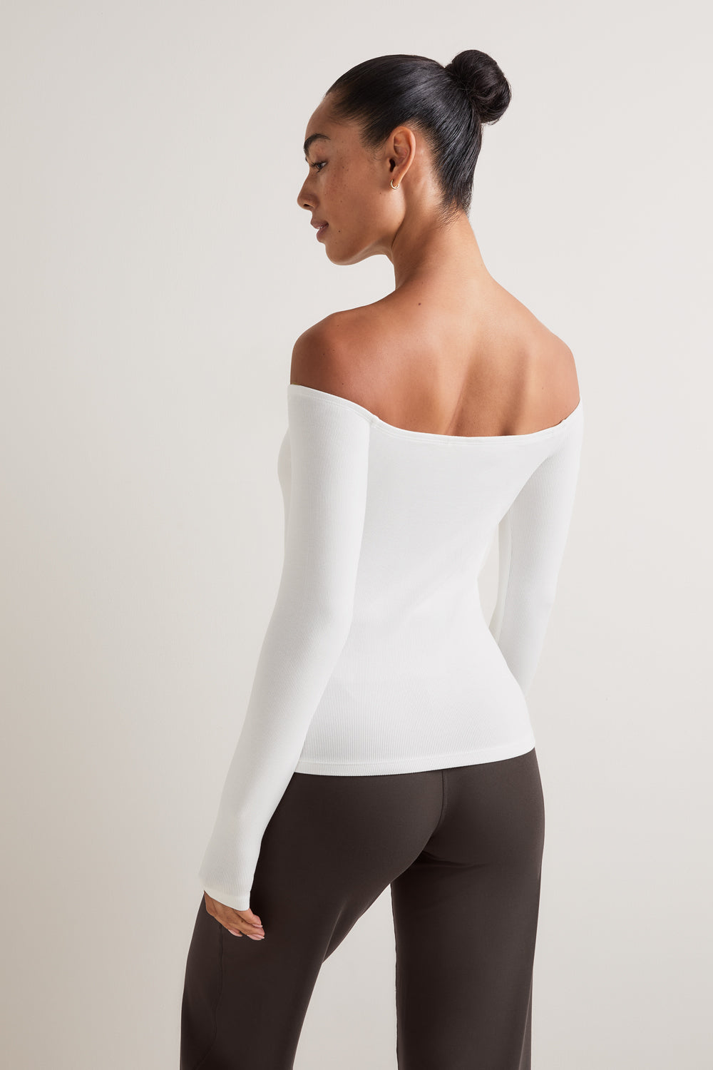 365 Rib Off Shoulder Top - Coconut Milk