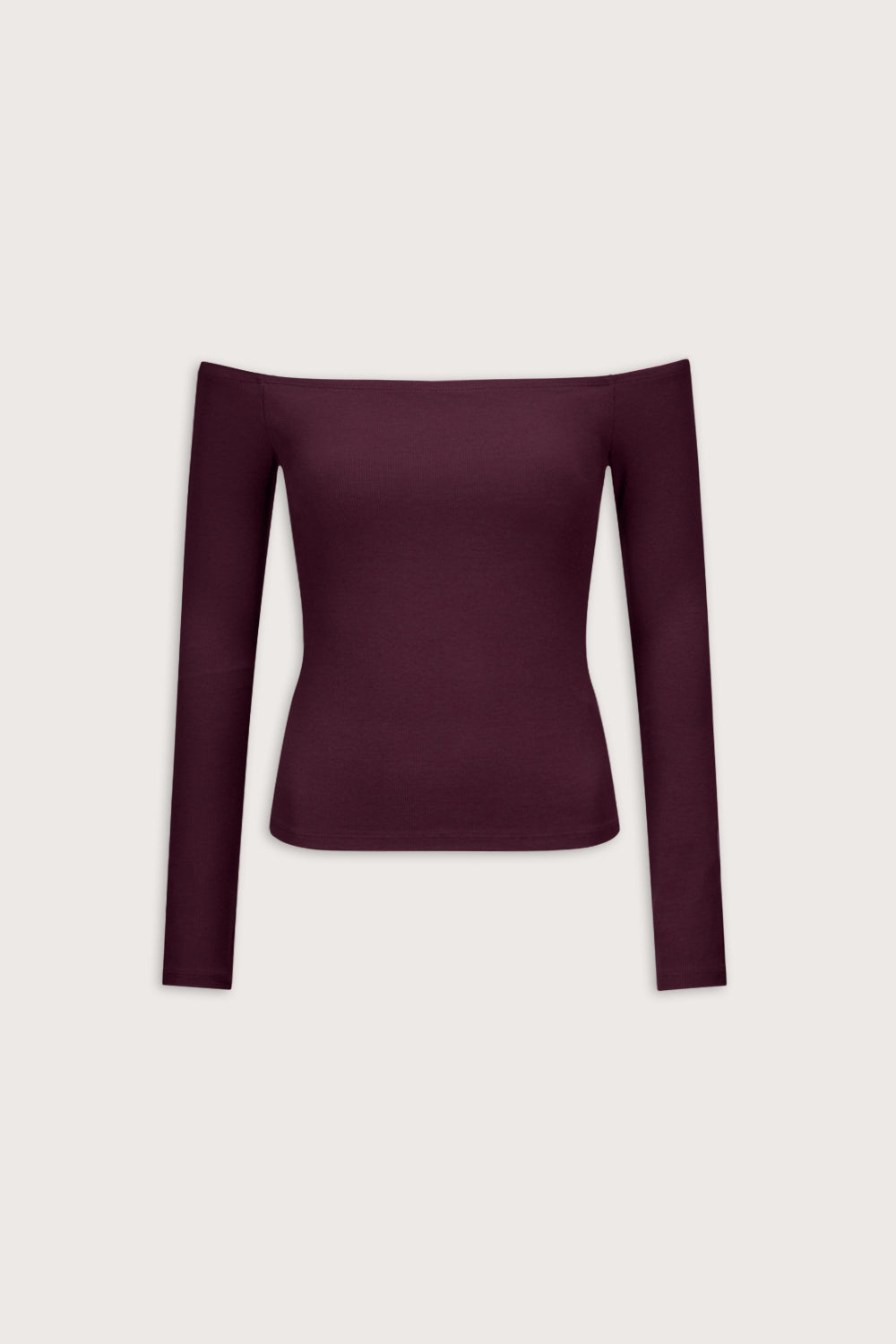 365 Rib Off Shoulder Top - Fig