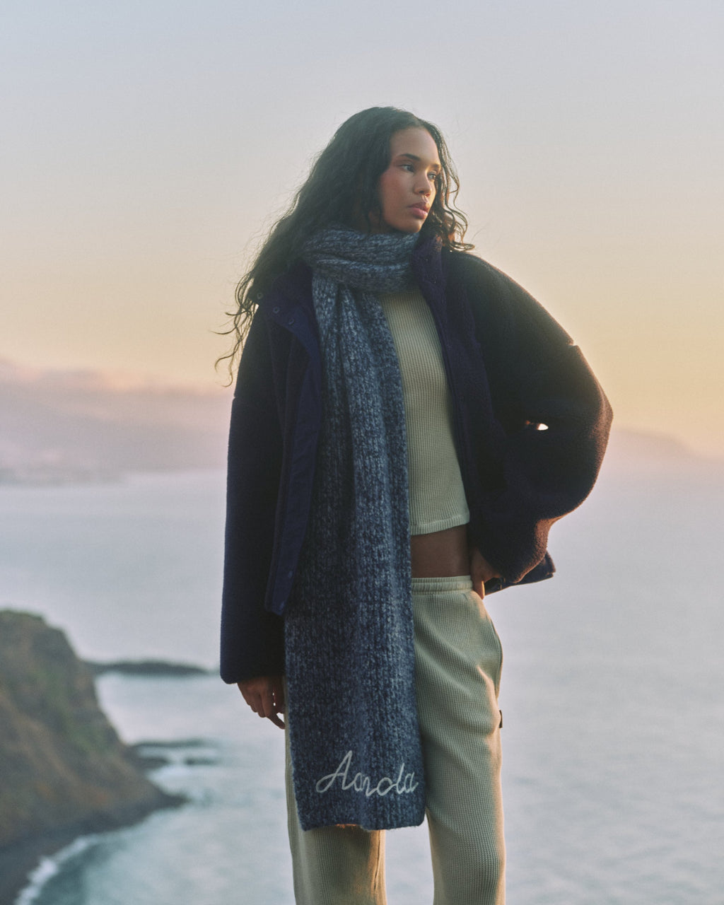 Knit Marl Scarf - Navy Blue