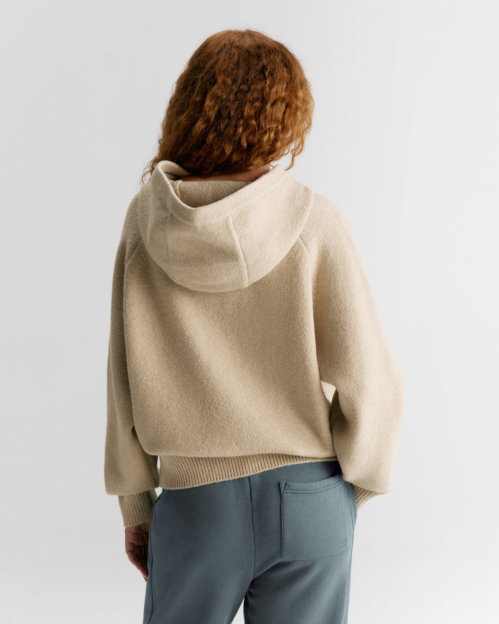 Oversized Knit Hoodie - Oatmeal