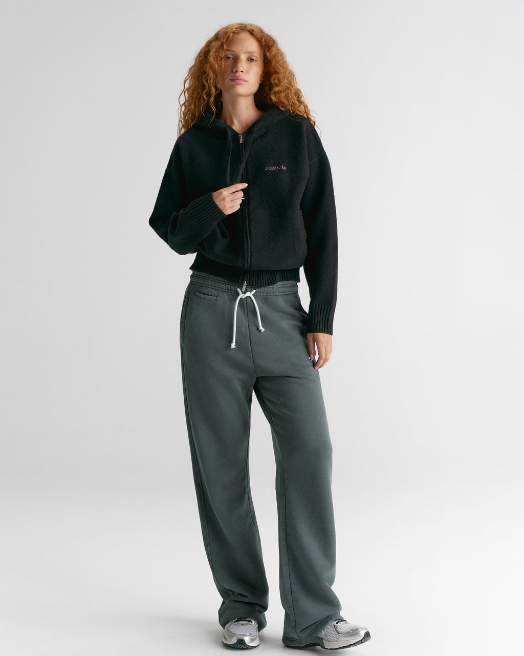 Knit Hooded Bomber Jacket - Black