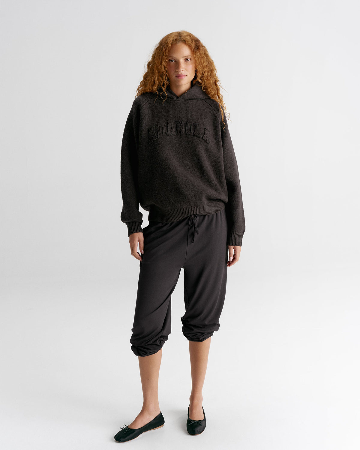 Oversized Knit Hoodie - Coffee Bean