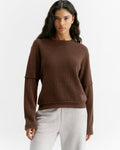 Double Layered Cashmere Blend Top - Chocolate Brown