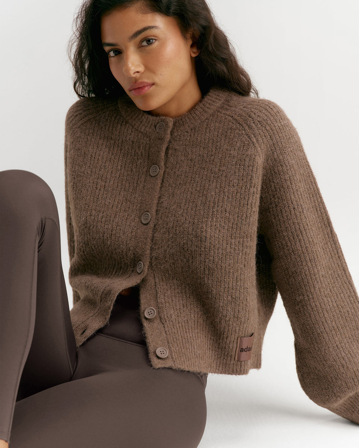 Knit Button Up Cardigan - Walnut Brown
