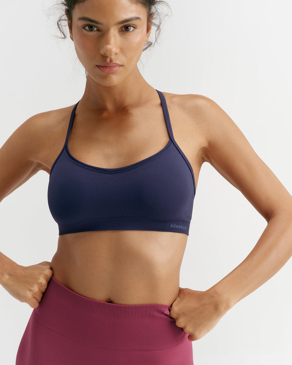 Classic Seamless Cross Back Bra - Navy Blue