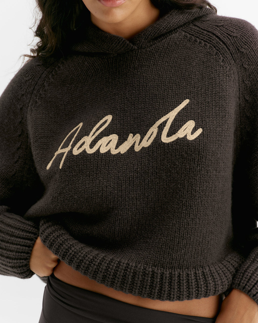 Chunky Knit Hoodie - Coffee Bean