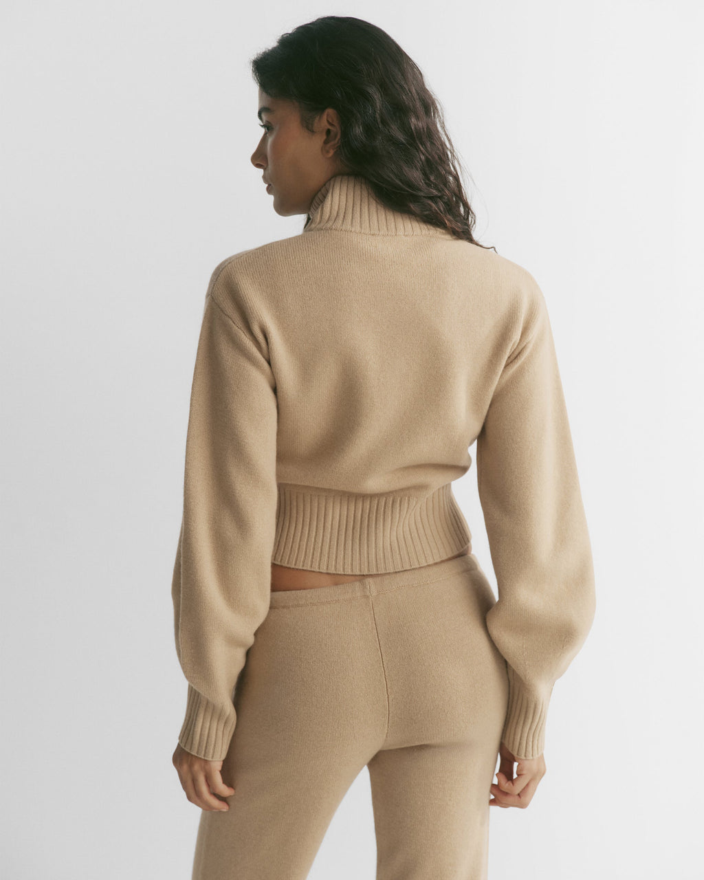 Knit Zip Through Sweatshirt - Warm Beige