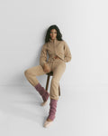 Knit Low Rise Pants - Warm Beige