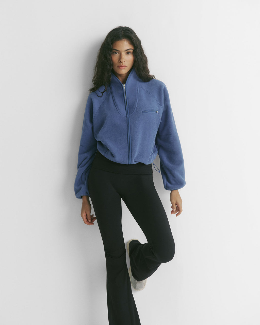 Funnel Neck Polar Fleece - Denim Blue