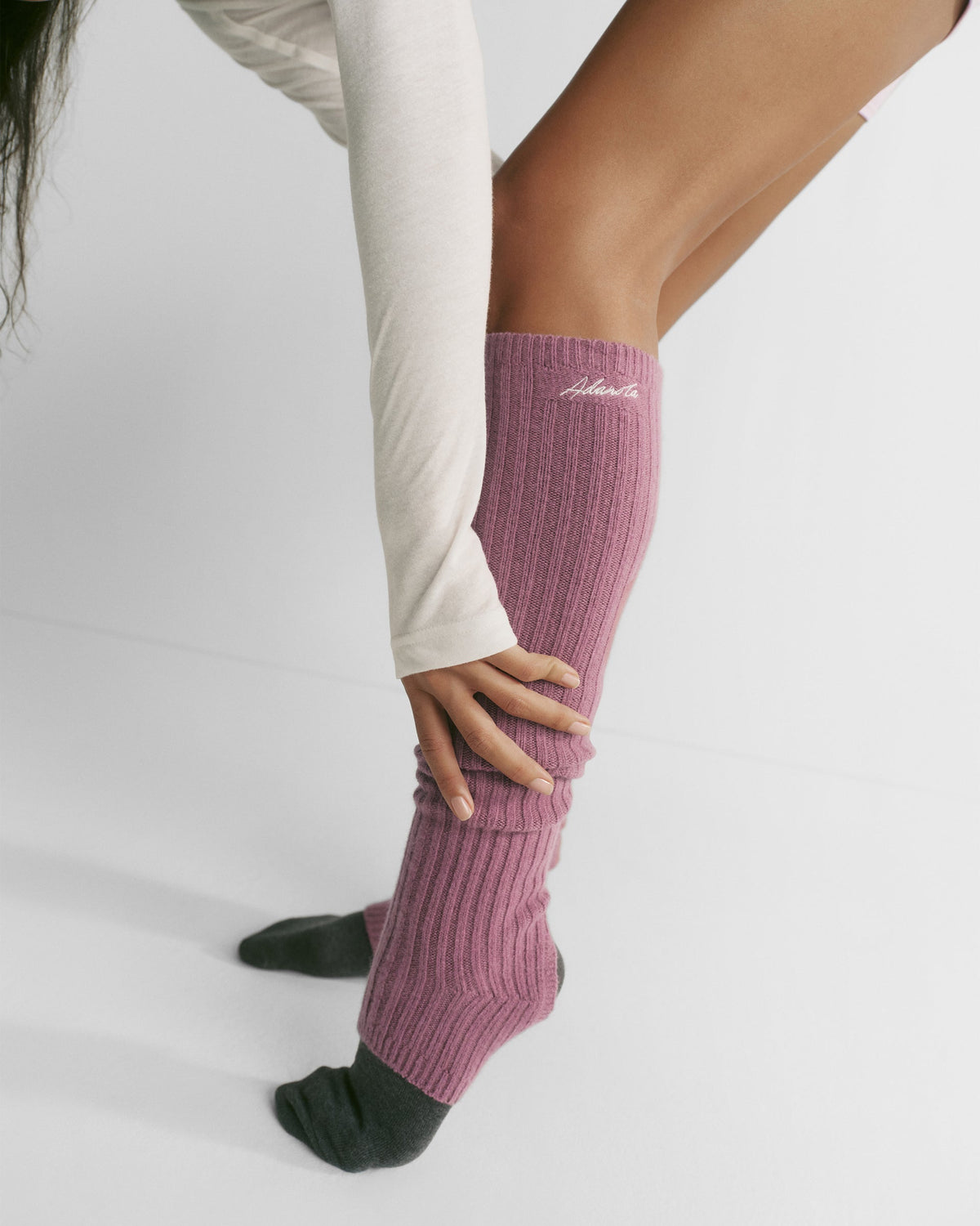Rib Knit Leg Warmers - Dark Dusty Mauve