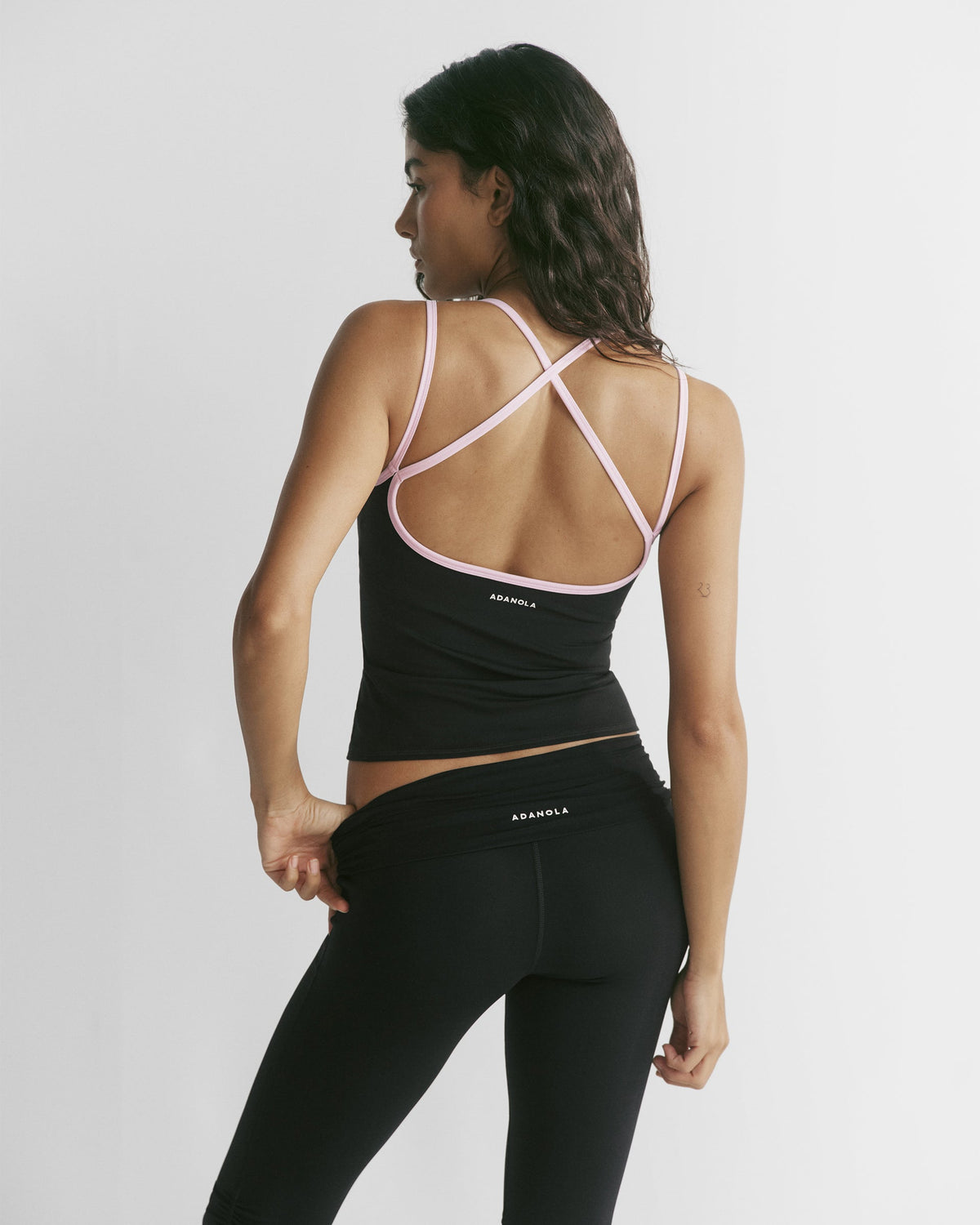 Cross Back Seam Detail Tank Top - Black