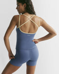 Cross Back Seam Detail Tank Top - Denim Blue