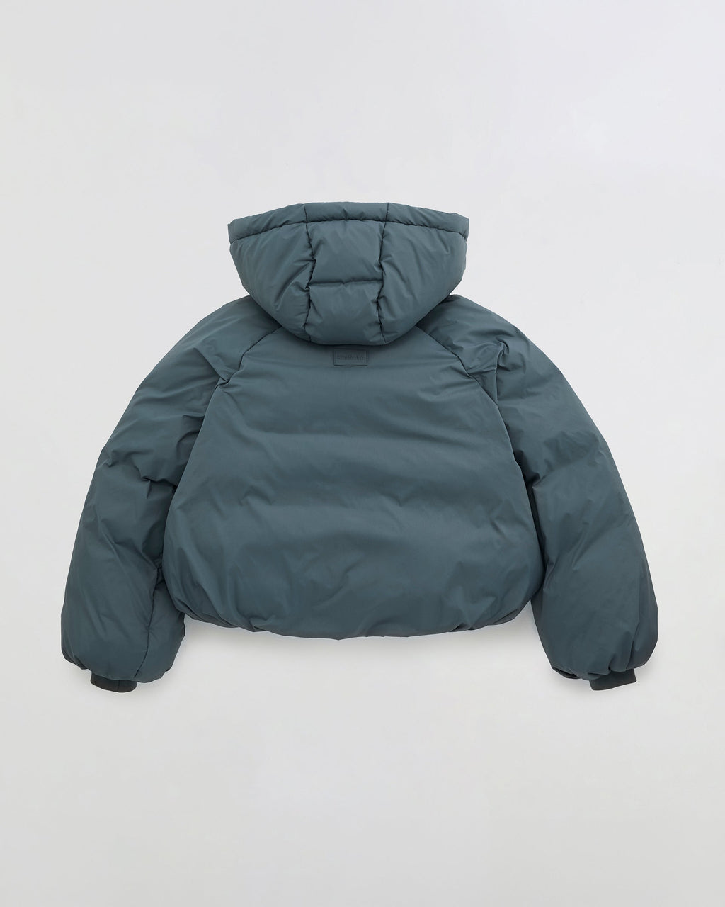 Funnel Neck Balloon Sleeve Down Puffer Jacket - Storm Blue
