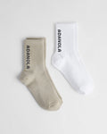 2 Pack Socks - White/Taupe