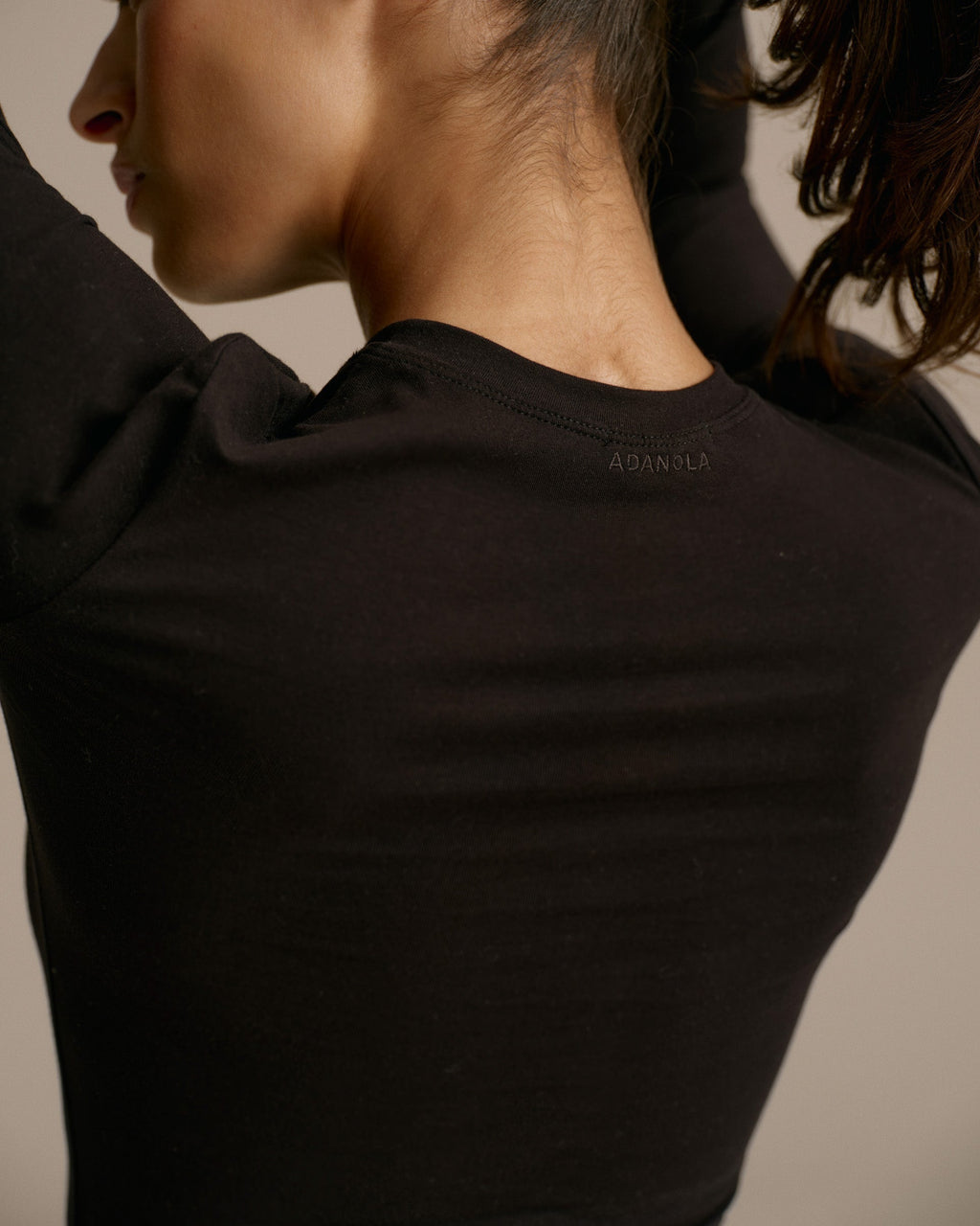 Cotton Long Sleeve Top - Black