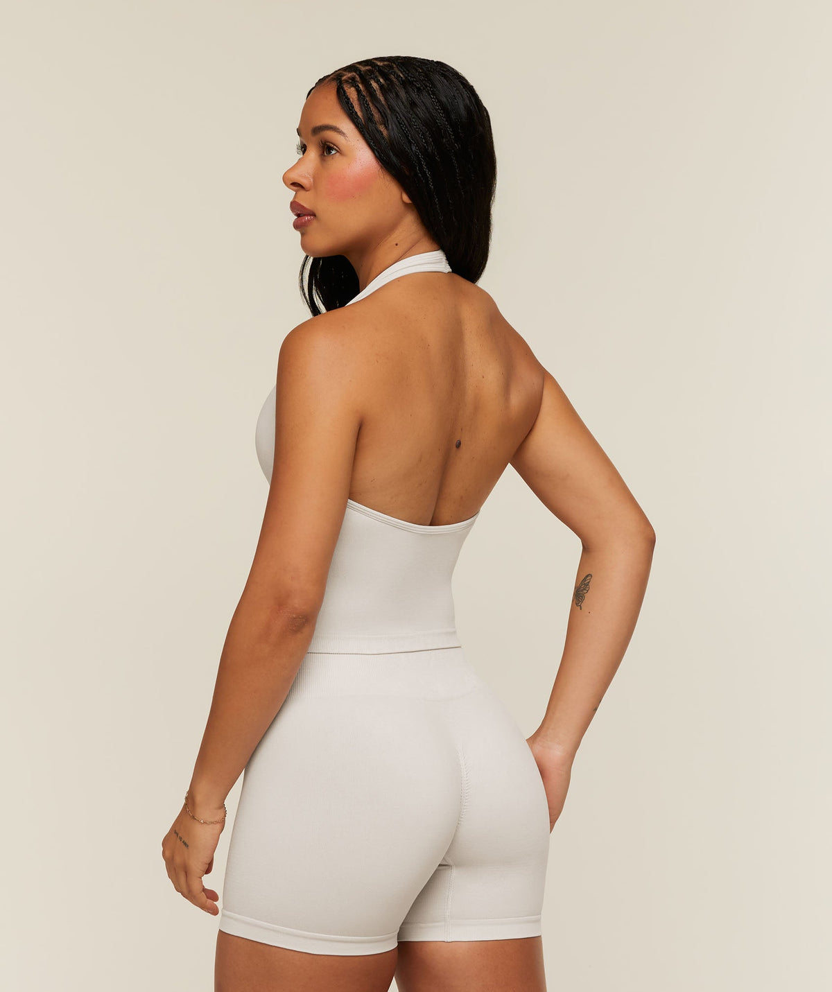 Gymshark Adapt Animal x Whitney Halter Neck Shelf Cami - Mist Grey/Soft White