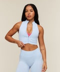 Gymshark Adapt Solid Zip Front Top - Tranquil Blue