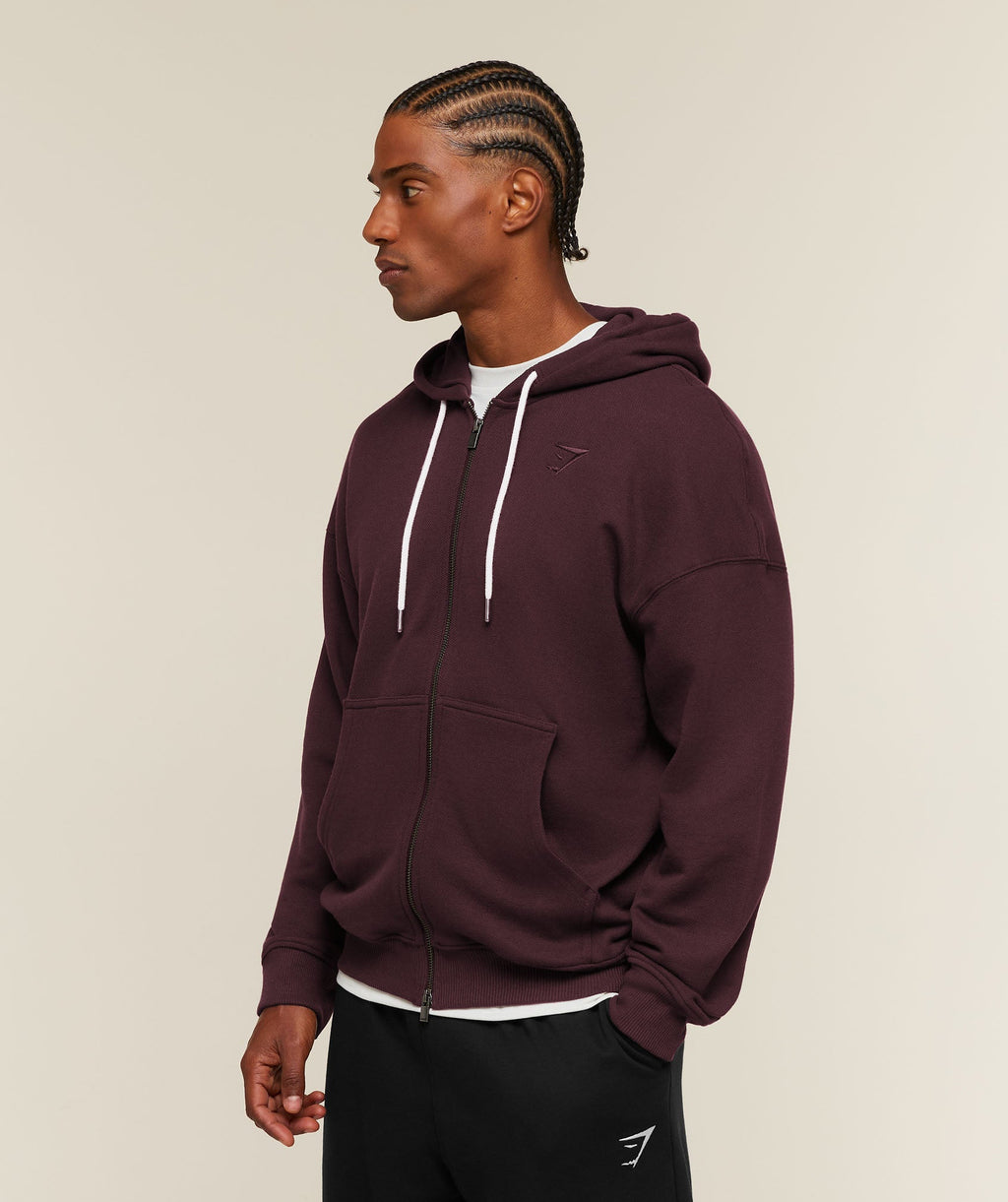 Gymshark Campus Crest Zip Through Hoodie - Cherry Purple