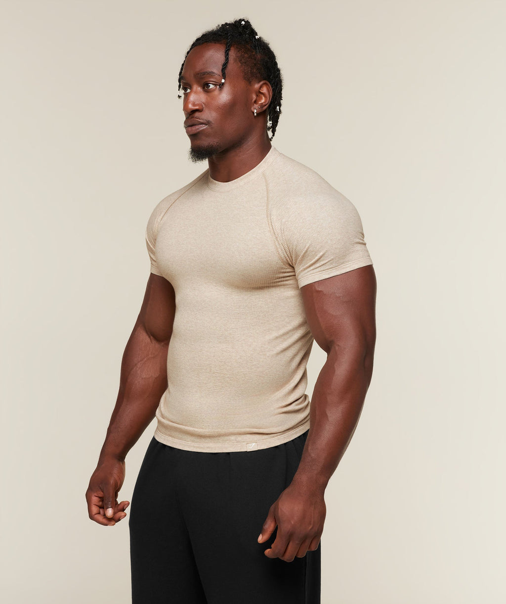 Gymshark Cotton Seamless T-Shirt - Oat Marl