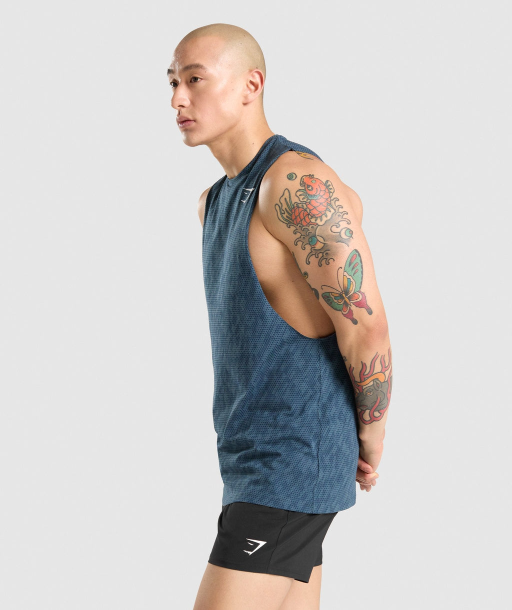 Gymshark Critical Drop Arm Tank - Teal Print