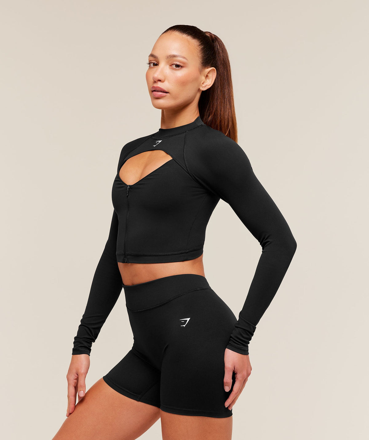 Gymshark Dipped Long Sleeve 1/4 Zip Jacket - Black