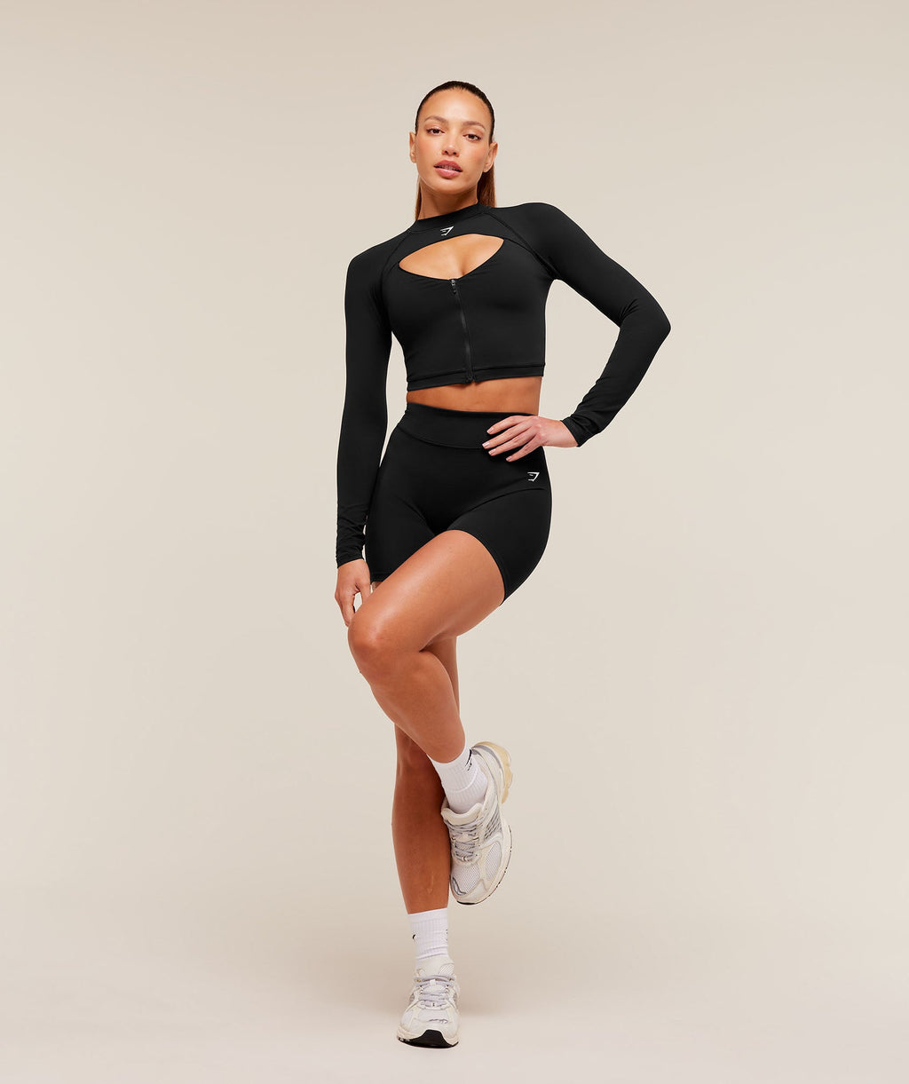 Gymshark Dipped Long Sleeve 1/4 Zip Jacket - Black