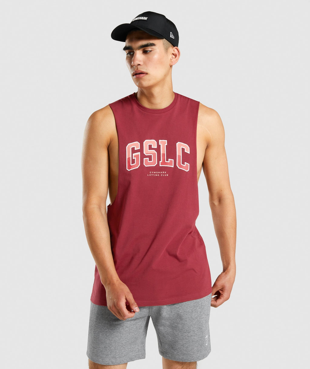 Gymshark GSLC Collegiate Drop Arm Tank - Burgundy