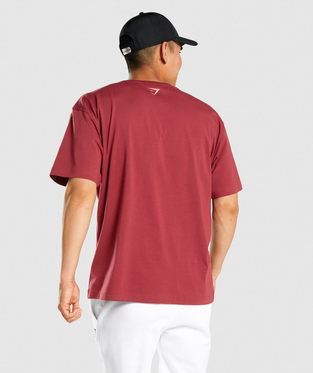 Gymshark GSLC Collegiate Oversized T-Shirt - Burgundy